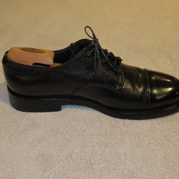 Prada Cap Toe Pebble Textured Black Leather Oxfords Dress Shoes US Size 9 - Picture 5 of 10
